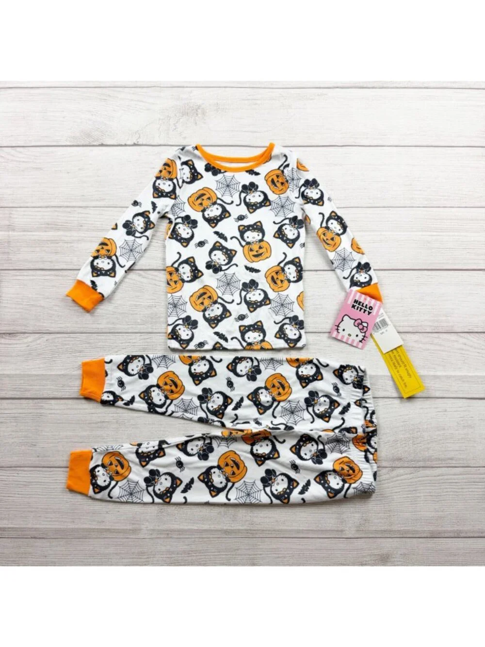 Hello Kitty Halloween Pajama Set Long Sleeve Pumpkin Cat Pattern NWT 3T